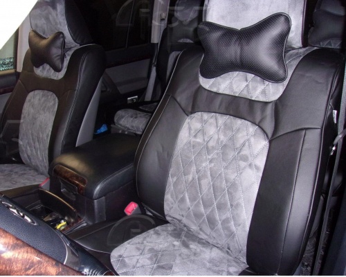 Чехлы для Toyota Land Cruiser 200 2007-2015, для автомобилей с левым расположение руля, второй ряд с делением 40/20/40, комплект на 2 ряда сидений фото 5