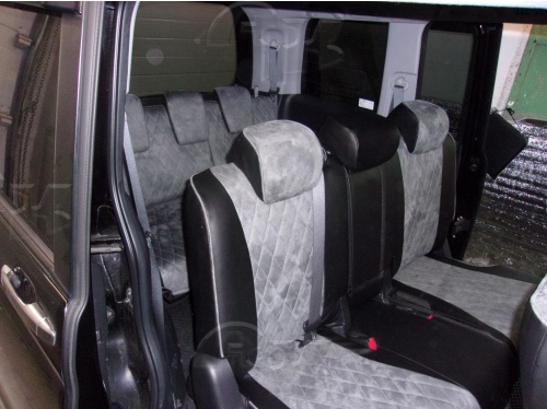 Чехлы для Honda Stepwgn 2009-2015, на передних сидениях подголовники аркой, комплект на 3 ряда сидений фото 5