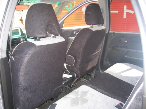 Чехлы для Honda CR-V 2004-2006 (рестайл, кузов: RD6, RD7), на передних сидениях подголовники аркой, ПРАВЫЙ РУЛЬ фото 2