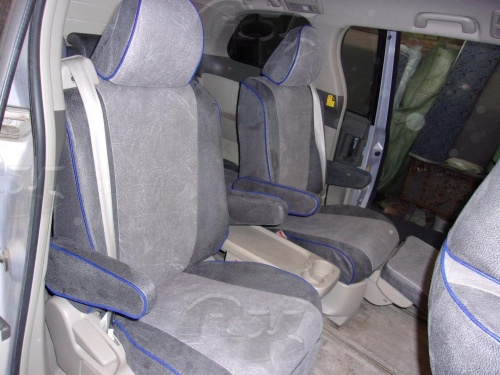 Чехлы для Toyota Estima 2006-2016,второй ряд два раздельных кресла, комплект на 2 ряда сидений фото 2