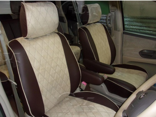 Чехлы для Toyota Estima 2000-2005, второй ряд - 60/40, вращающиеся сидения, комплект на  2 ряда сидений