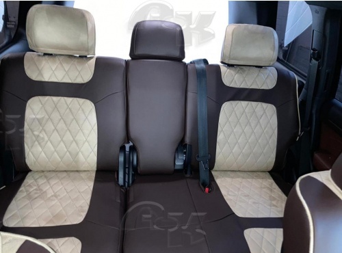 Чехлы для Toyota Land Cruiser 200 2015-2021, для автомобилей с левым расположение руля, второй ряд с делением 40/20/40, комплект на 2 ряда сидений фото 7