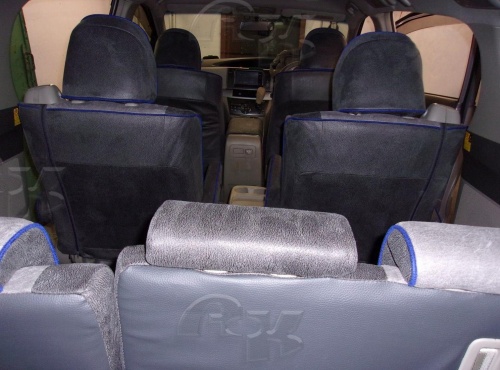 Чехлы для Toyota Estima 2006-2016, второй ряд два раздельных кресла, комплект на 3 ряда сидений фото 8