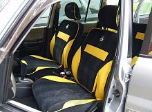 Чехлы для Mitsubishi Pajero iO / Pajero Pinin 1998-2007,5-ти дверный автомобиль, спинка второго ряда с делением  50/50, сидение - диван