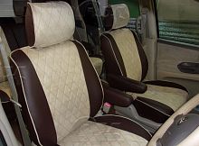 Чехлы для Toyota Estima 2000-2005, второй ряд - 60/40, вращающиеся сидения, комплект на 3 ряда сидений