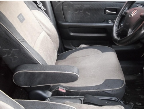 Чехлы для Honda CR-V 2004-2006 (рестайл, кузов: RD6, RD8), на передних сидениях подголовники прямые, для автомобилей с  ЛЕВЫМ РУЛЕМ фото 2