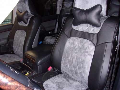 Чехлы для Toyota Land Cruiser 200 2015-2021, для автомобилей с левым расположение руля, второй ряд с делением 40/20/40, комплект на 2 ряда сидений фото 2