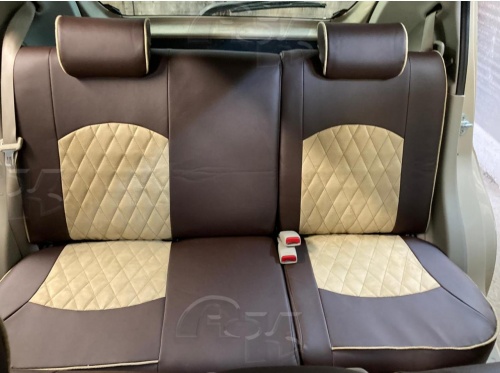 Чехлы для Toyota Passo 2010-2016 / Daihatsu Boon, передний ряд диван,  второй ряд с делением 40/60 с двумя подголовниками  фото 4