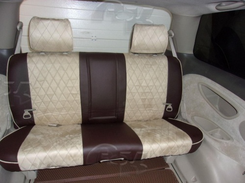 Чехлы для Toyota Estima 2000-2005, второй ряд - 60/40, вращающиеся сидения, комплект на 3 ряда сидений фото 6